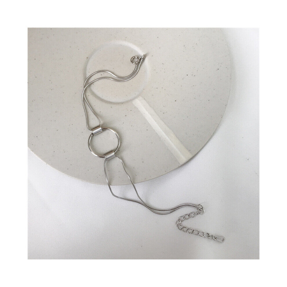 Real 100% 925 Sterling Silver Punk Geometric Round Snake Chain Charm Bracelet&Bangle for women Fine Jewelry Accessories