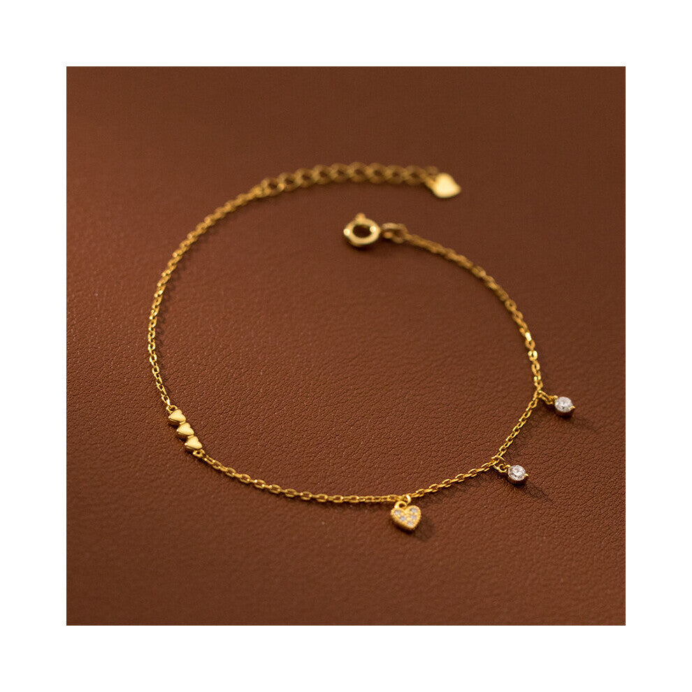 925 Sterling Silver Love Heart Dazzling Stone Bracelets&Bangle for Women Teen Statement Sweet Jewelry