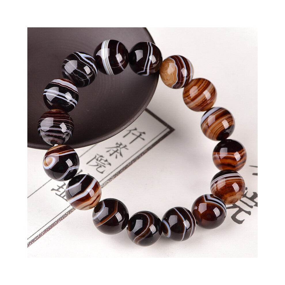 Natural Coffee-colored Agate Round Beads, Single Ring Bracelets for Men and Women, Ethnic Wild Bracelets