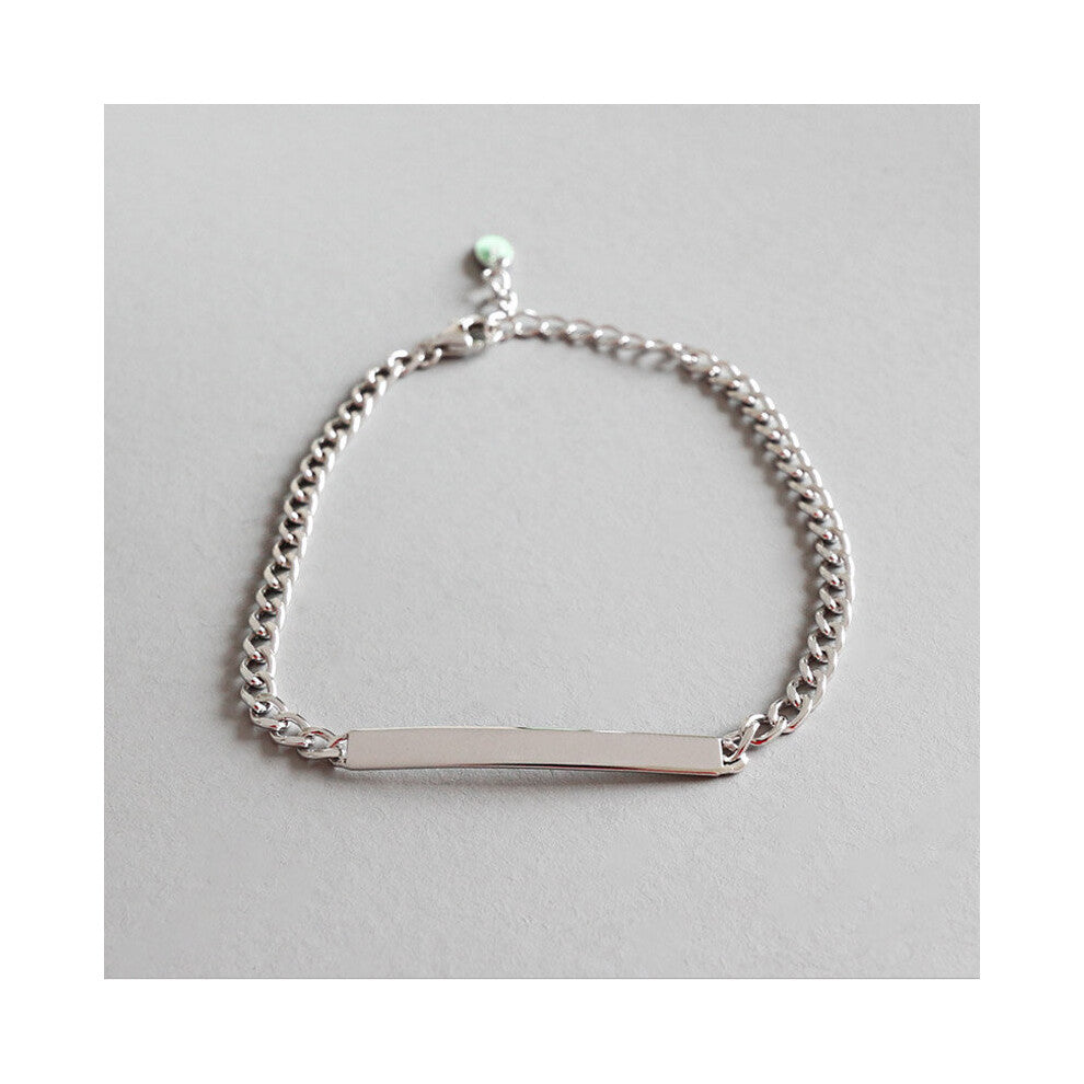 925 Sterling Silver Jewelry Punk Style Glossy Geometric Charm Bracelets for Women