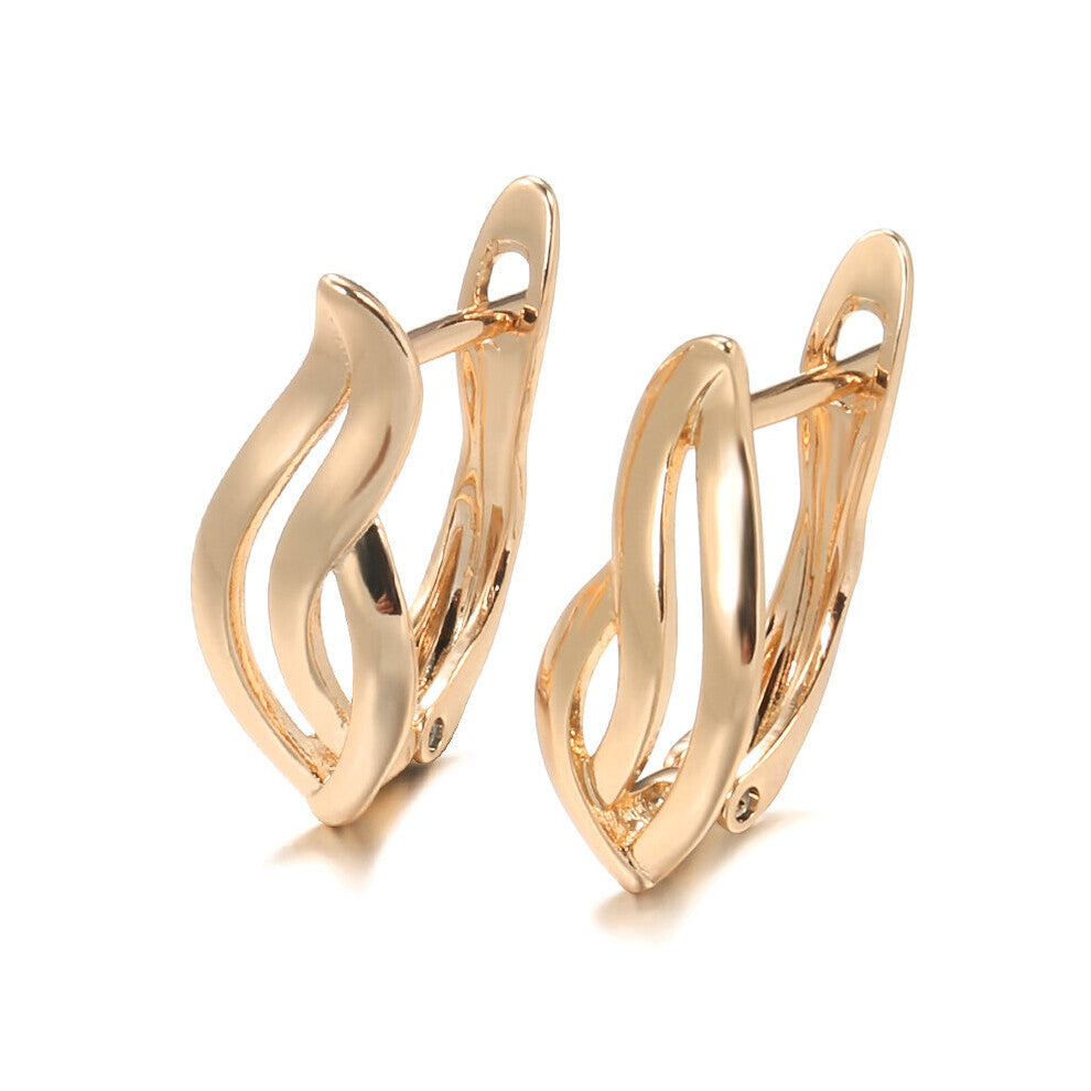 585 Rose Earrings Vintage Hollow Carved Pattern Piercing Pendiente Glossy Earrings for Women Jewelry Hypoallergenic