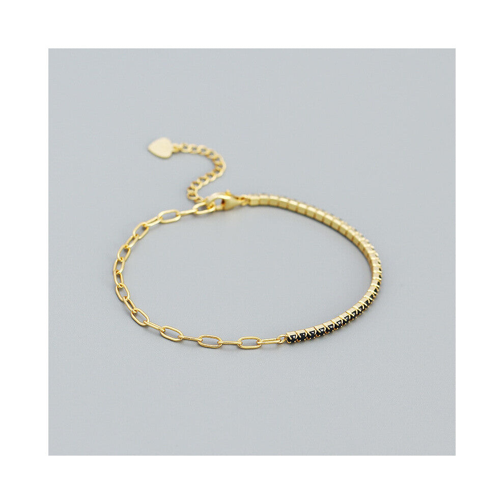 Real 925 Sterling Silver Charms Green Zircon Bracelets&Bangle for Women Statement Classic Fine Jewelry Gift