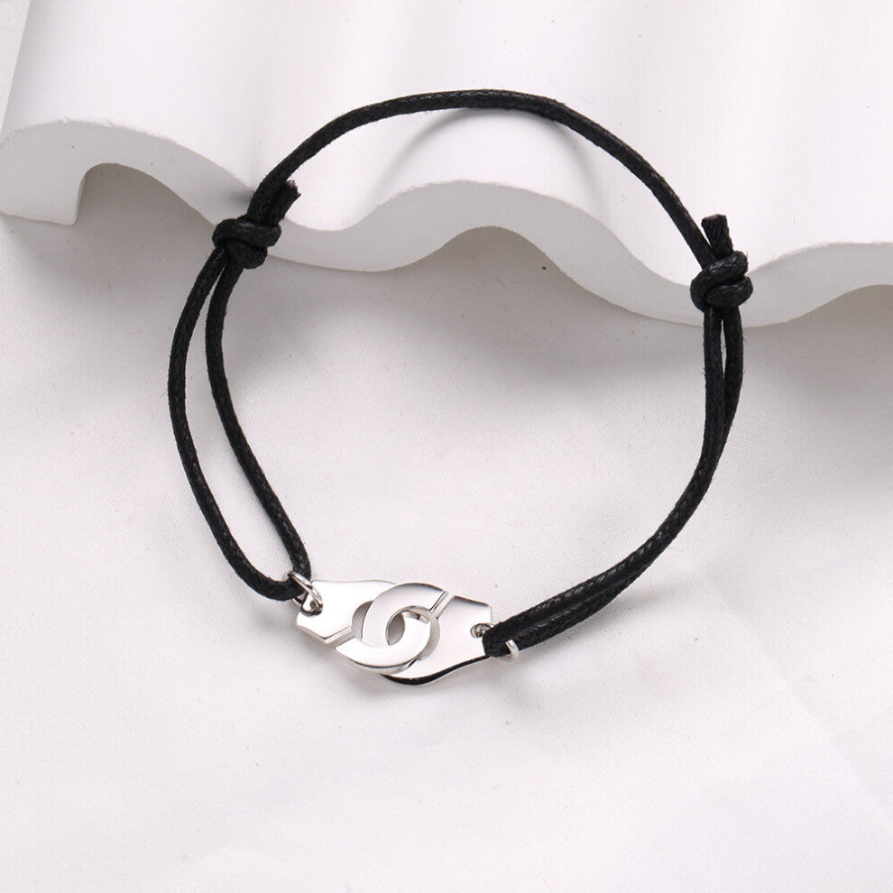 Adjustable Real 100% 925 Silver Handcuff Bracelet For Women Sterling-Sterling-Jewelry Vintage Red Rope Bracelet