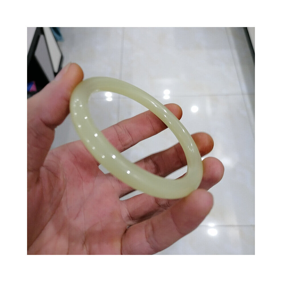 Natural Chinese Jade Hand Carved Wide Band Bracelet Boutique Jewelry Men's and Women's Wood Grain Bracelet