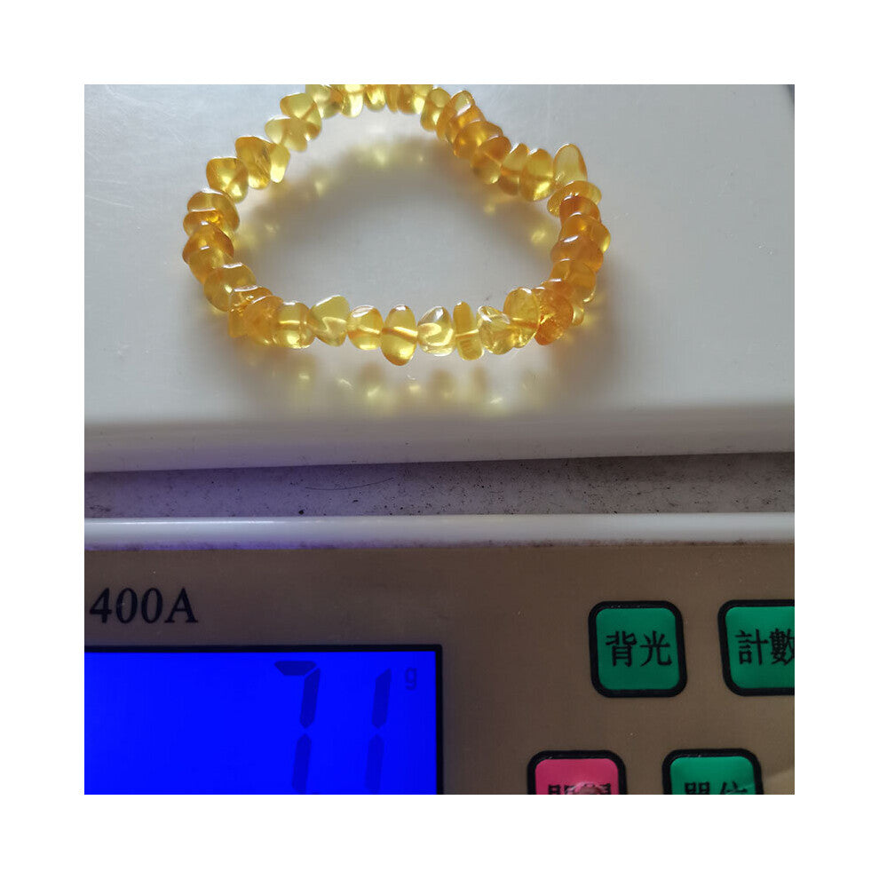 Amber Bracelet for Women Big Birthday Gift Elastic Stretch Style Irregular Stone Natural Chips Bead Jewelry