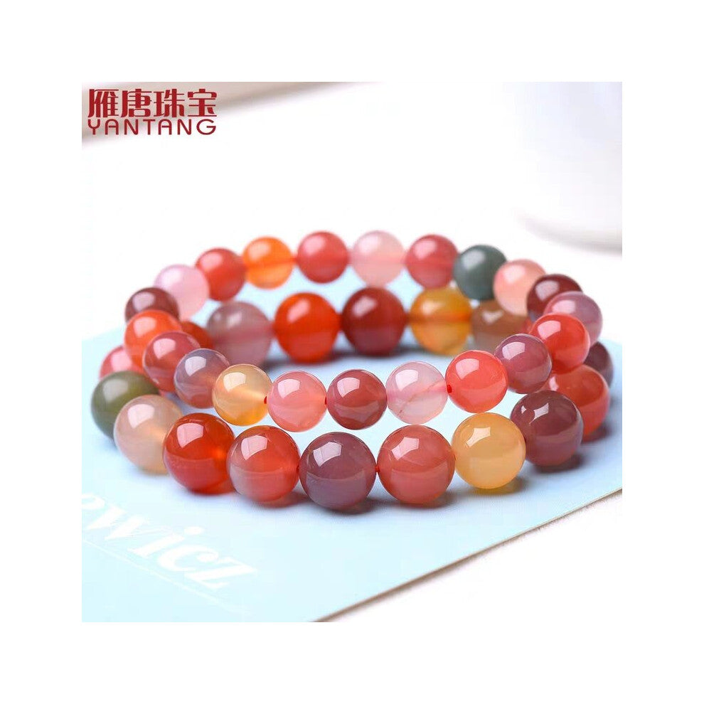 Real Natural Colorful Salt Yanyuan Agate Bracelet Clear Round Beads Woman 7mm 8mm 9mm 10mm 11mm 12mm 13mm Crystal Bracelet AAAAA