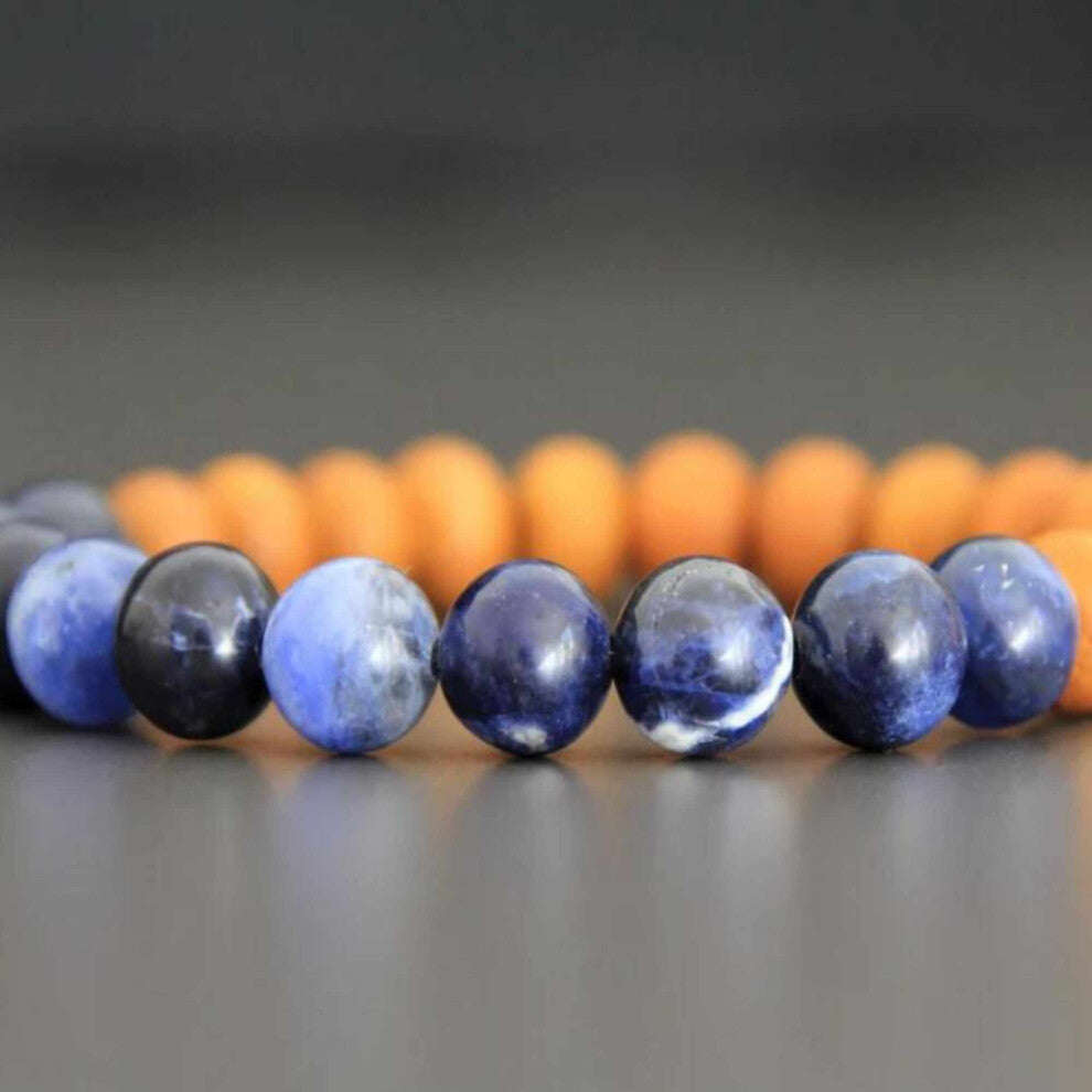 8mm Natural Sodalite gemstone sandalwood beads Bracelet Easter Classic Inspiration Healing Restore Blessing Diy