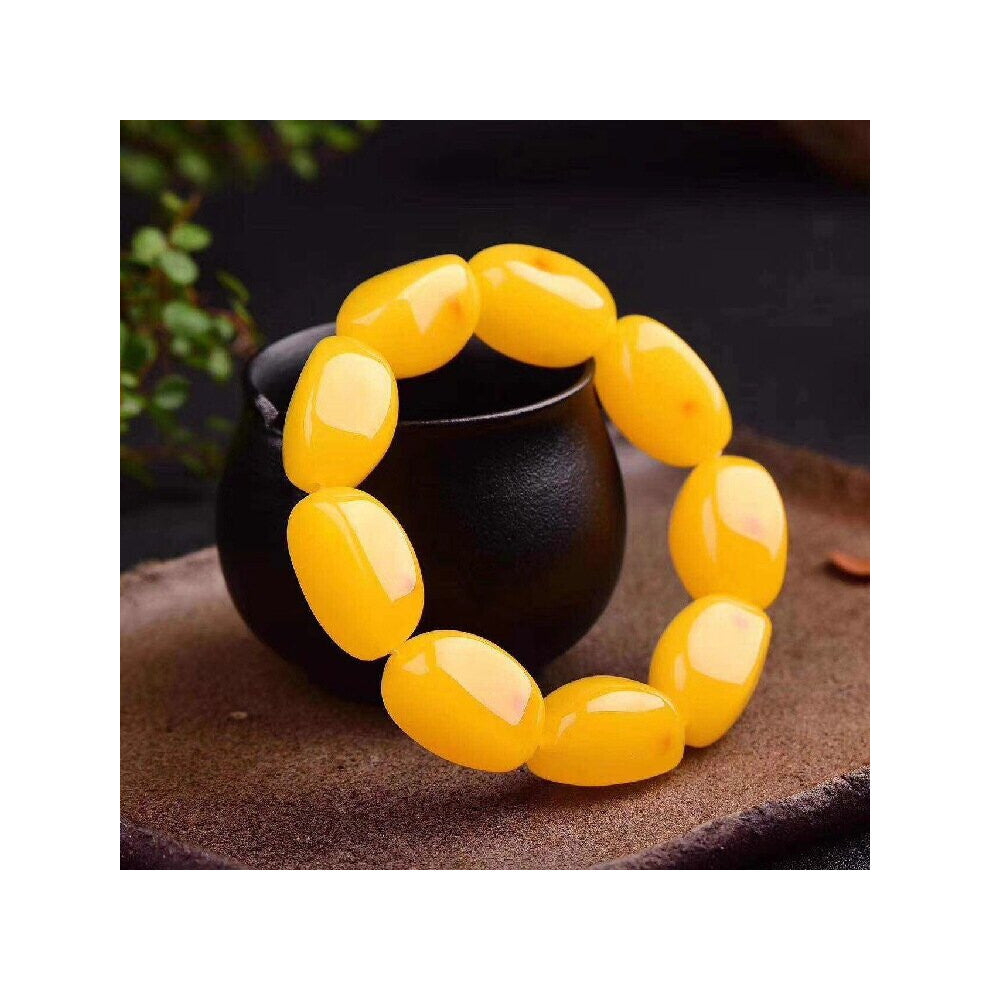 Chicken Oil Yellow Fluorescent Floating Salt Water with Irregular Beads Honey Wax Hand String Buddha Bead Amber Bracelet Beads