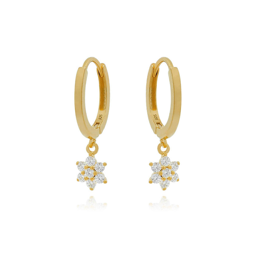 Silver Filled Flower Star Drop Hoop Earrings For Women Zircon EarCuffs Heart Dangle Earrings Jewelry