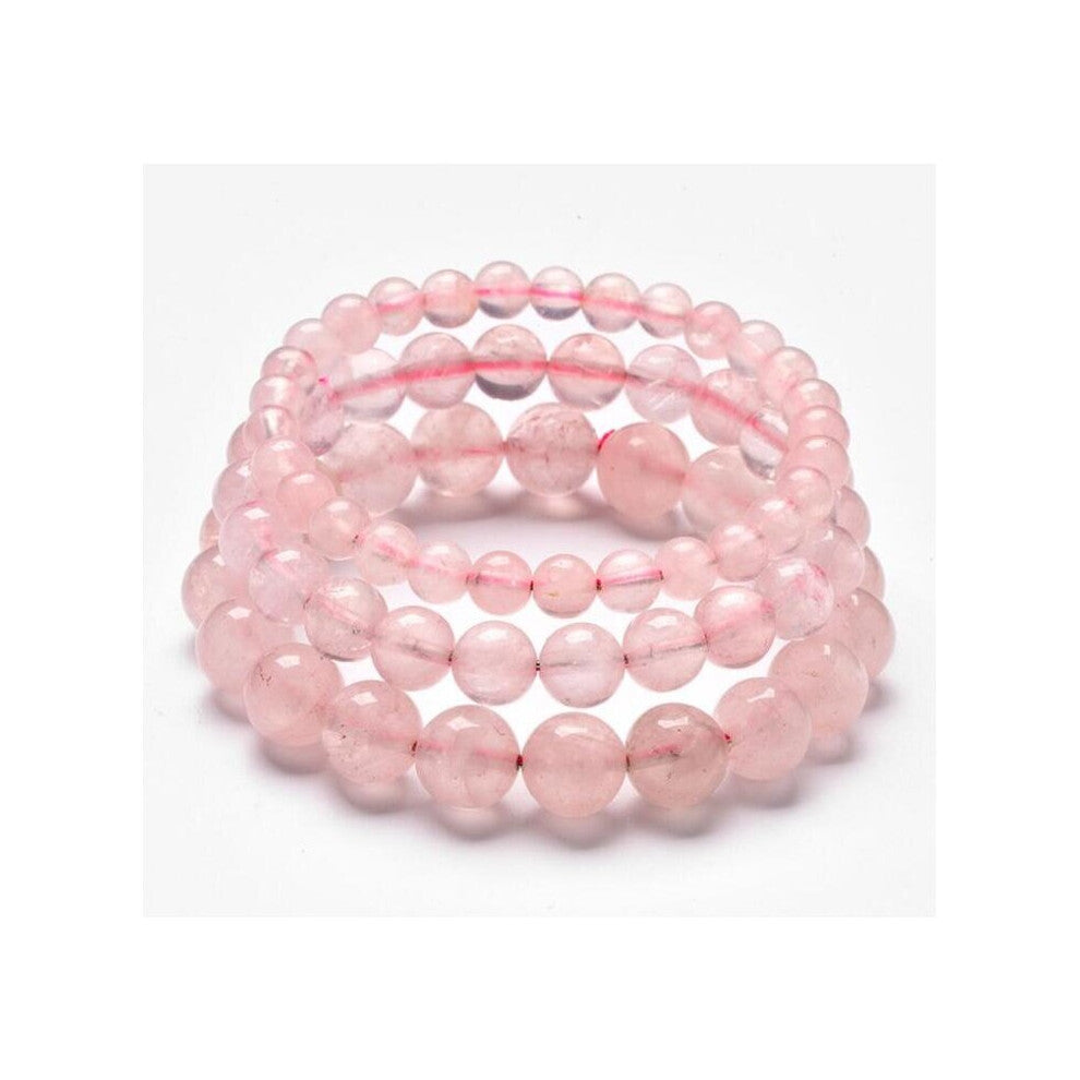 Style Natural Pink Crystal Rose Quartz Single CircleBracelet for Men Or Women Jewelry