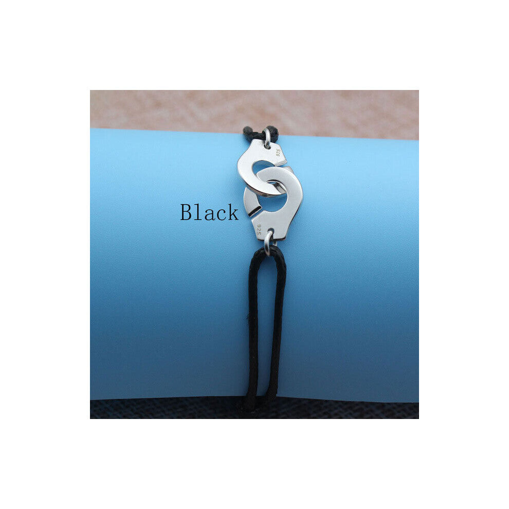 Paris Jewelry 925 Sterling Silver Handcuffs Bracelet For Women With Rope 925 Silver Pendant Bracelet Menottes