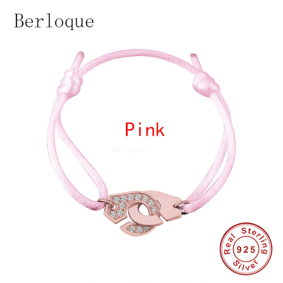 925 Sterling Silver Wedding Bracelet Rose Silver Handcuff Bracelet For Women Men Menottes Adjust Style Jewelry