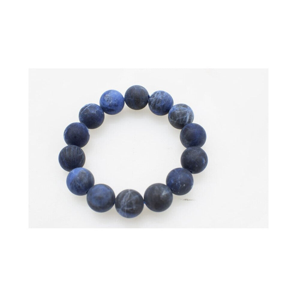 sodalite agate smooth round 14mm bracelet 7.5inch beads nature amazing