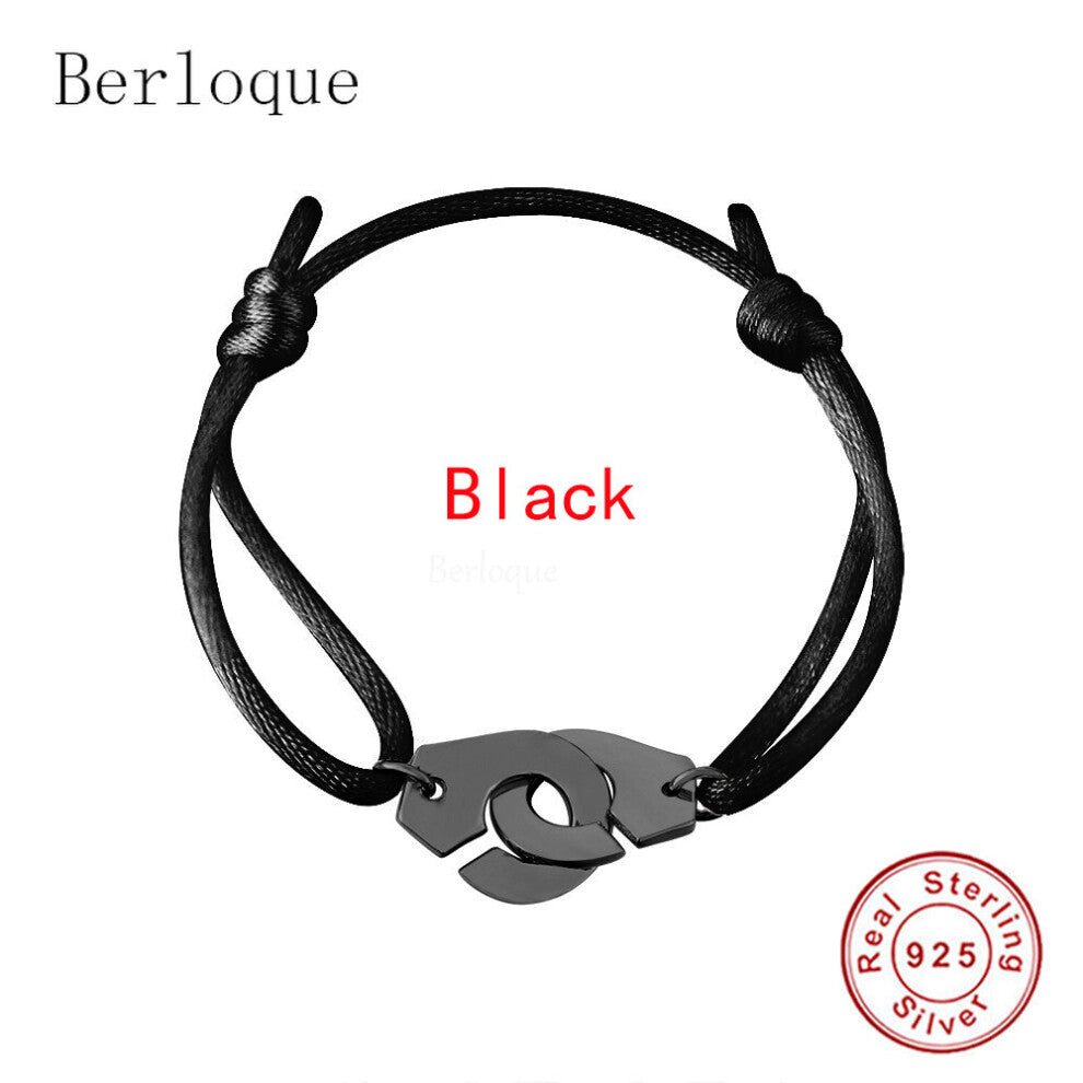 Adjuaable Rope Handcuffs Pendant Necklace Bracelet Menottes 100% 925 Sterling Silver Handcuffs Bracelet for Women