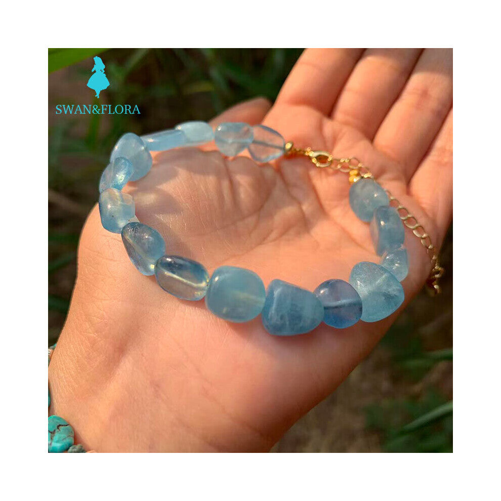 Natural Aquamarine Bracelet Stone Irregular Jewelry For Women Crystals Brazil Chip Jewelry