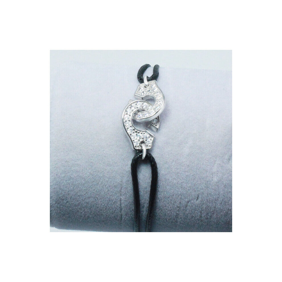 l'argent 925 Jewelry 925 Sterling Silver Handcuffs Bracelet For Men Women With Rope Zircon Silver Pendant Bracelet Menottes