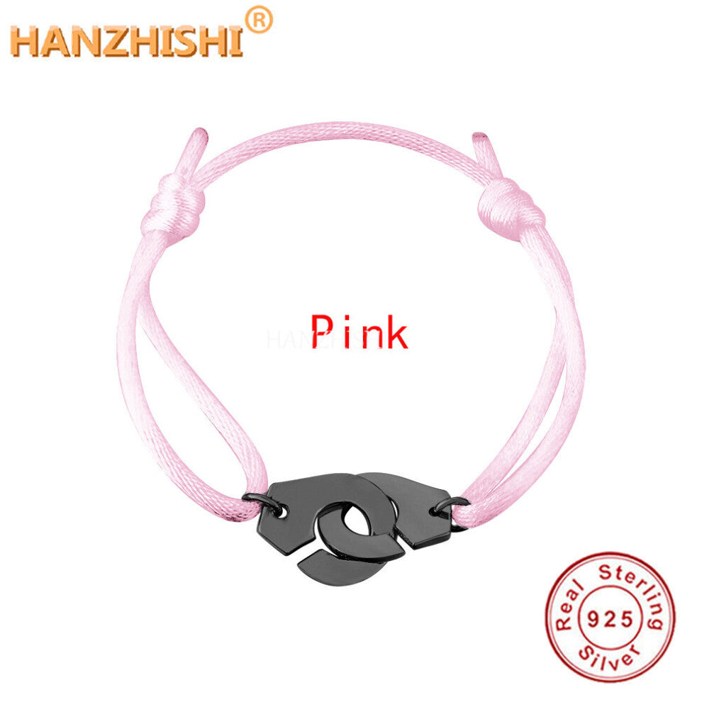 Rose Silver Handcuff Bracelet 925 Sterling Silver Wedding Bracelet For Women Men Menottes Adjust Jewelry