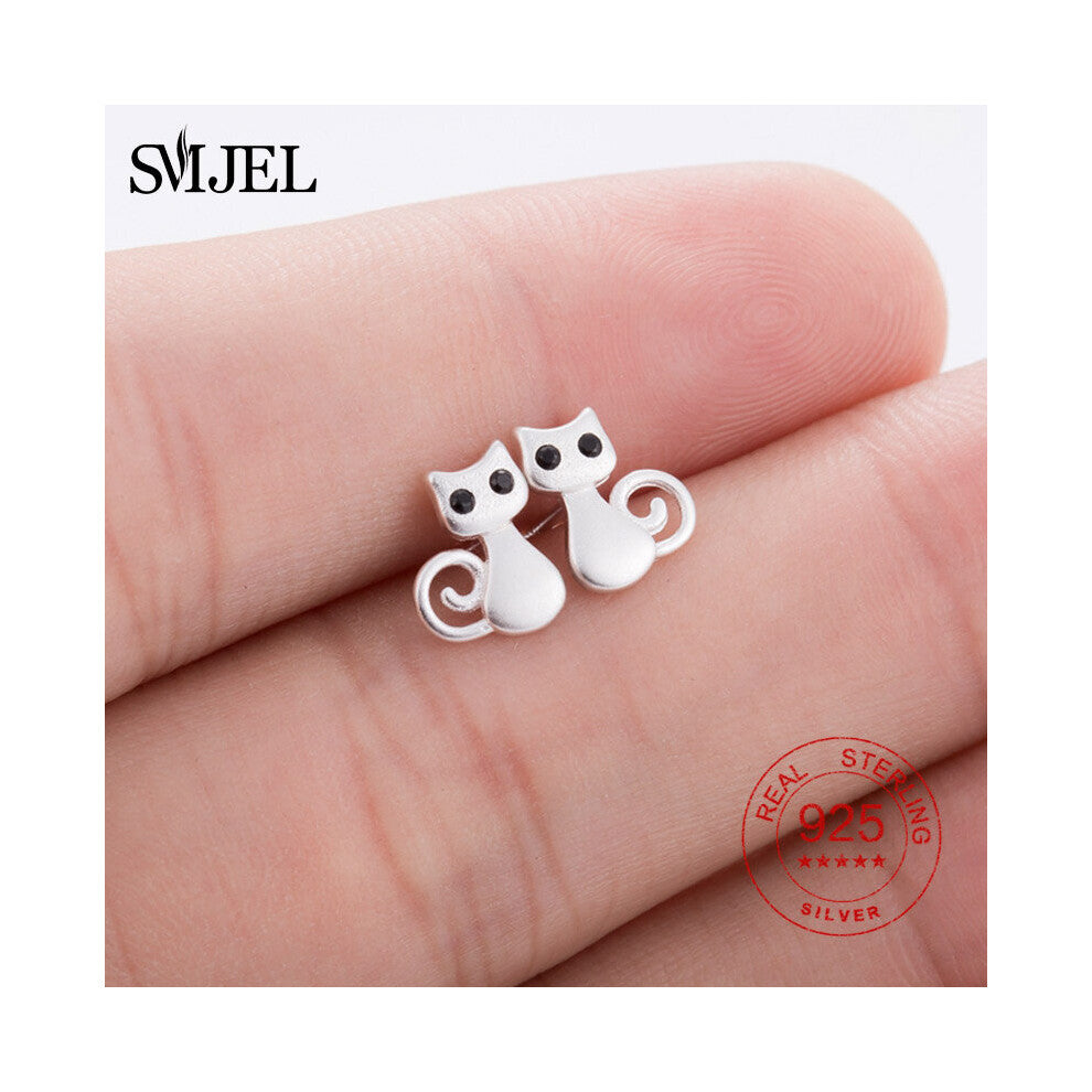 Newest 925 Sterling Silver Needle Women Jewelry Cat Earrings Girls Kids Cactus Puzzle Gun Shape Studs Birthday