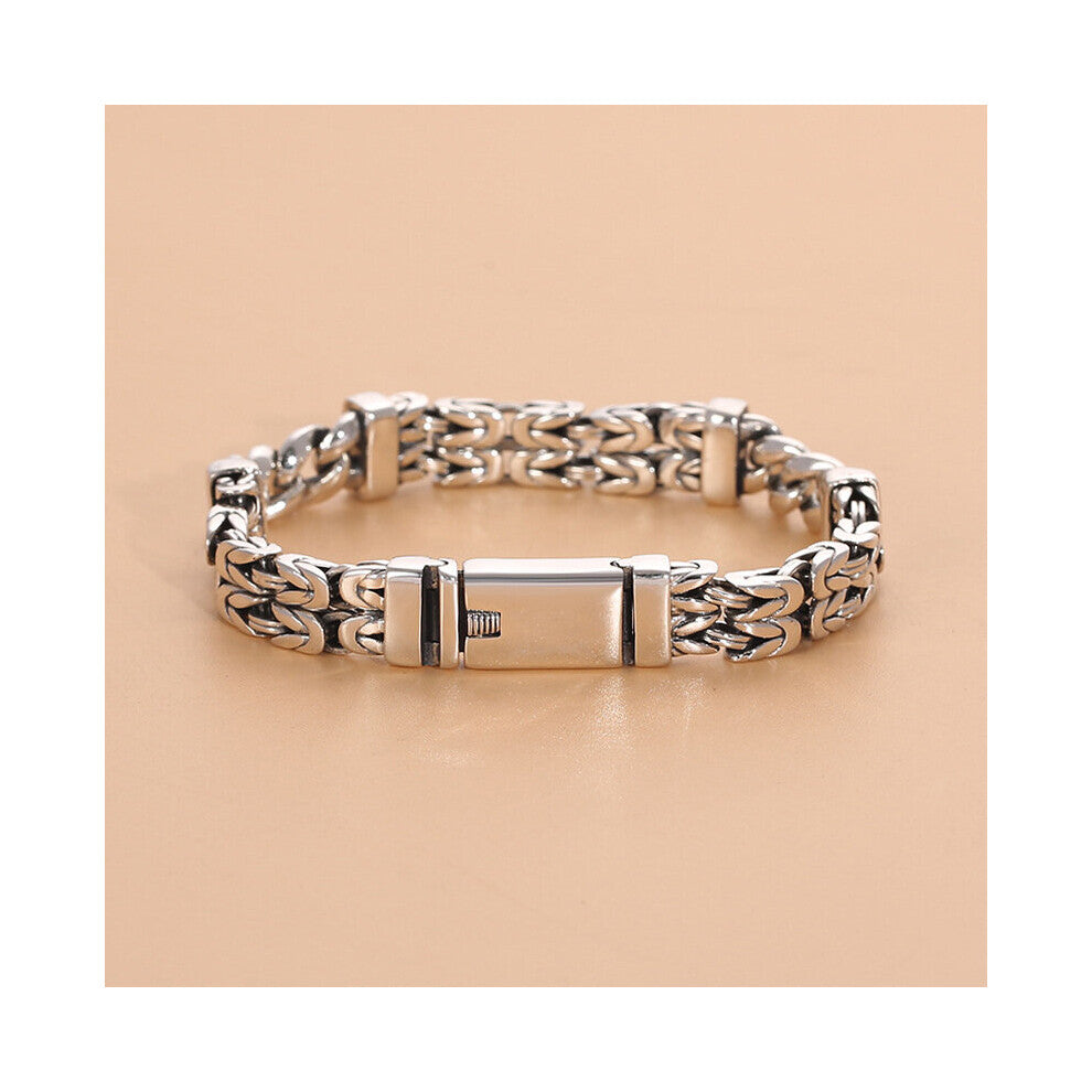 Double Layer Safety Grain Bracelet Woven with Thai Silver Retro Personality China-Chic Ethnic Style Hand Jewelry Charm Bracelet