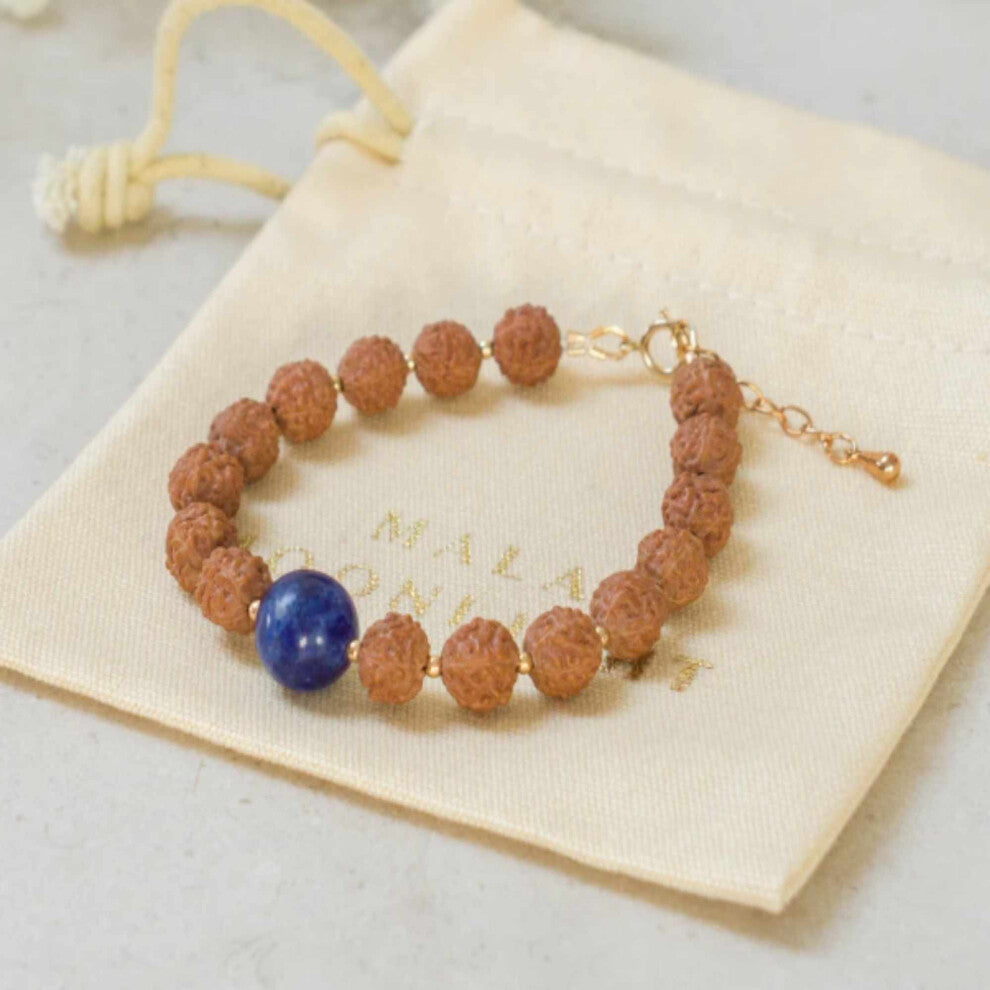 6mm Natural brown Rudraksha Sodalite beads 14K fill bracelet Fancy Souvenir Bohemia Lucky Diy Practice Yoga
