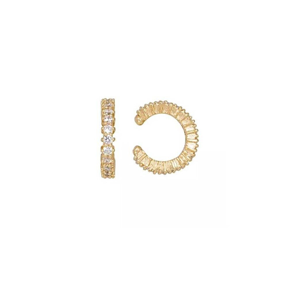 Silver Plated Jewelry Big Clip Stud Earrings for Women Flower Round Cubic Zirconia Piercing Ear Cuffs Men