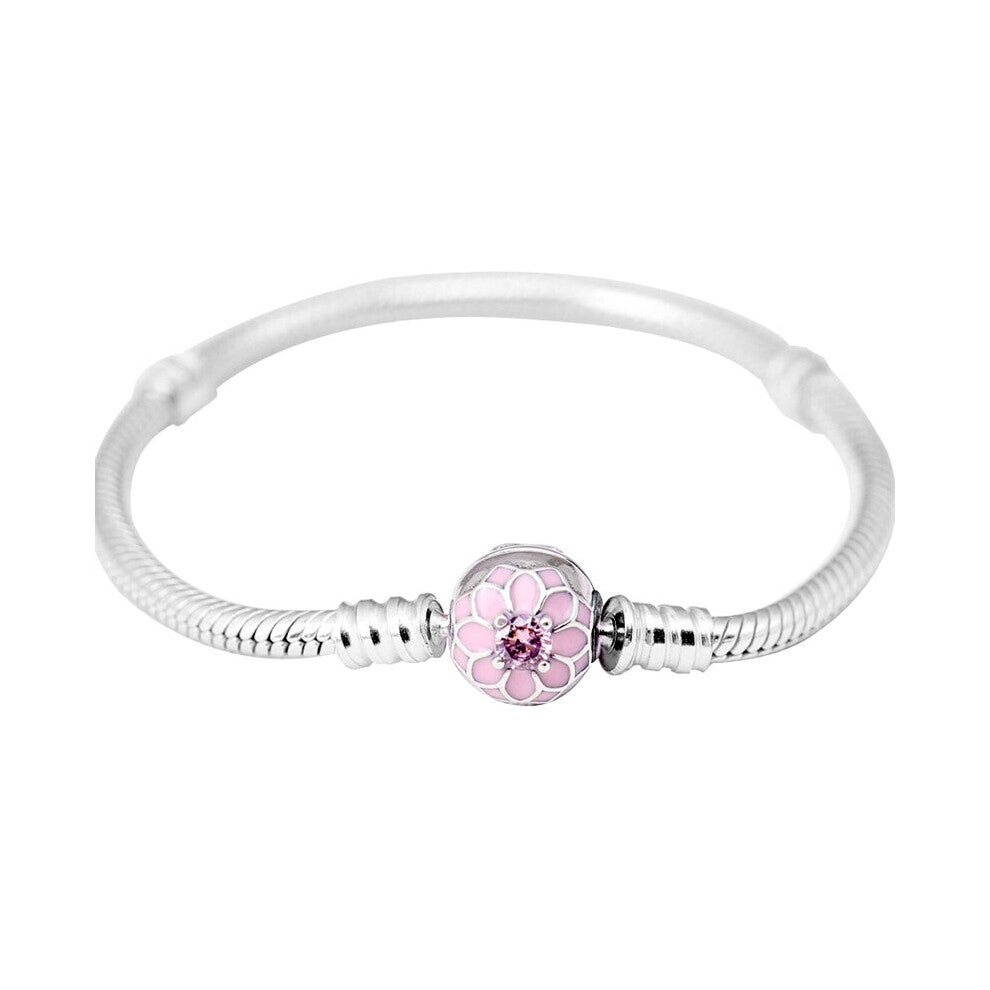 Bracelete de prata esterlina 925 original, barril de cobra, fivela de cora??o de ouro rosa, fa?a voc? mesmo, pulseira de contas