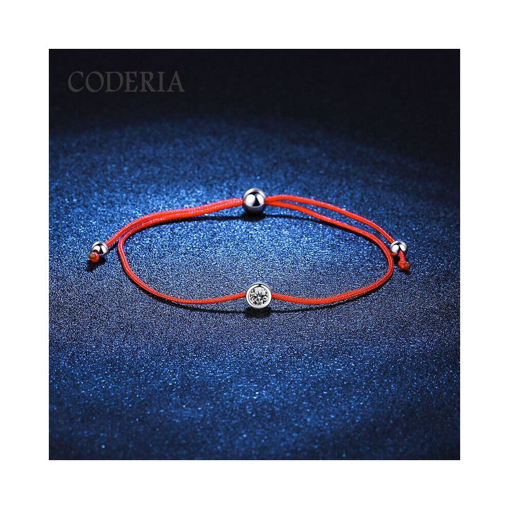 Real 925 Sterling Silver Adjustable Lucky Red String 0.3ct Moissanite Bracelet Pass Diamond Test Bubble Bracelet For Women