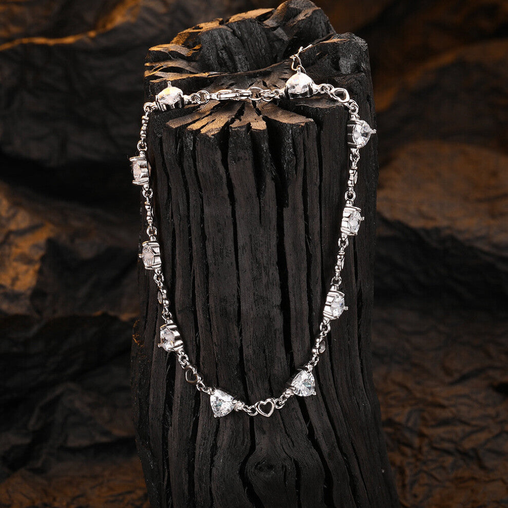 S925 Sterling Silver Simulated Diamond For Her Heart Shape Glossy Wedding Accessories