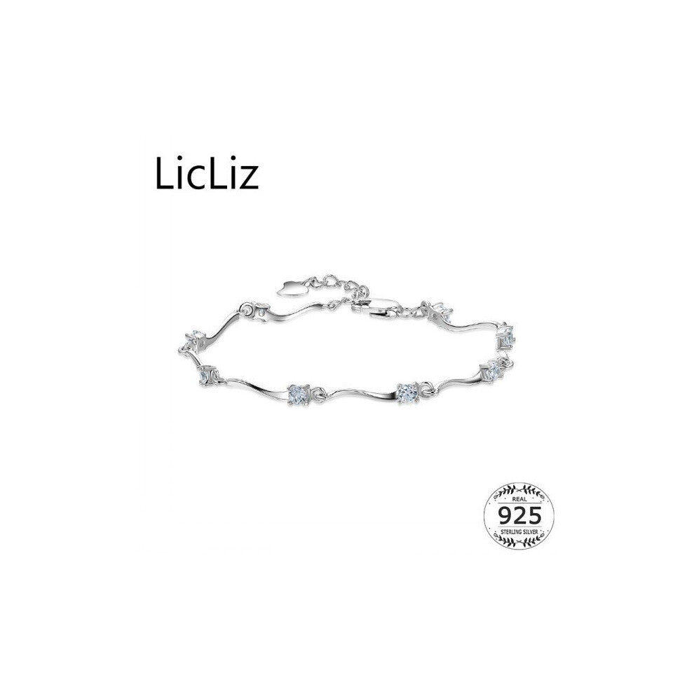 925 Sterling Silver CZ Charm Bracelet Bangles For Women Twist Chain Wristband Cubic Zirconia Bracelet Handcuff LB0111