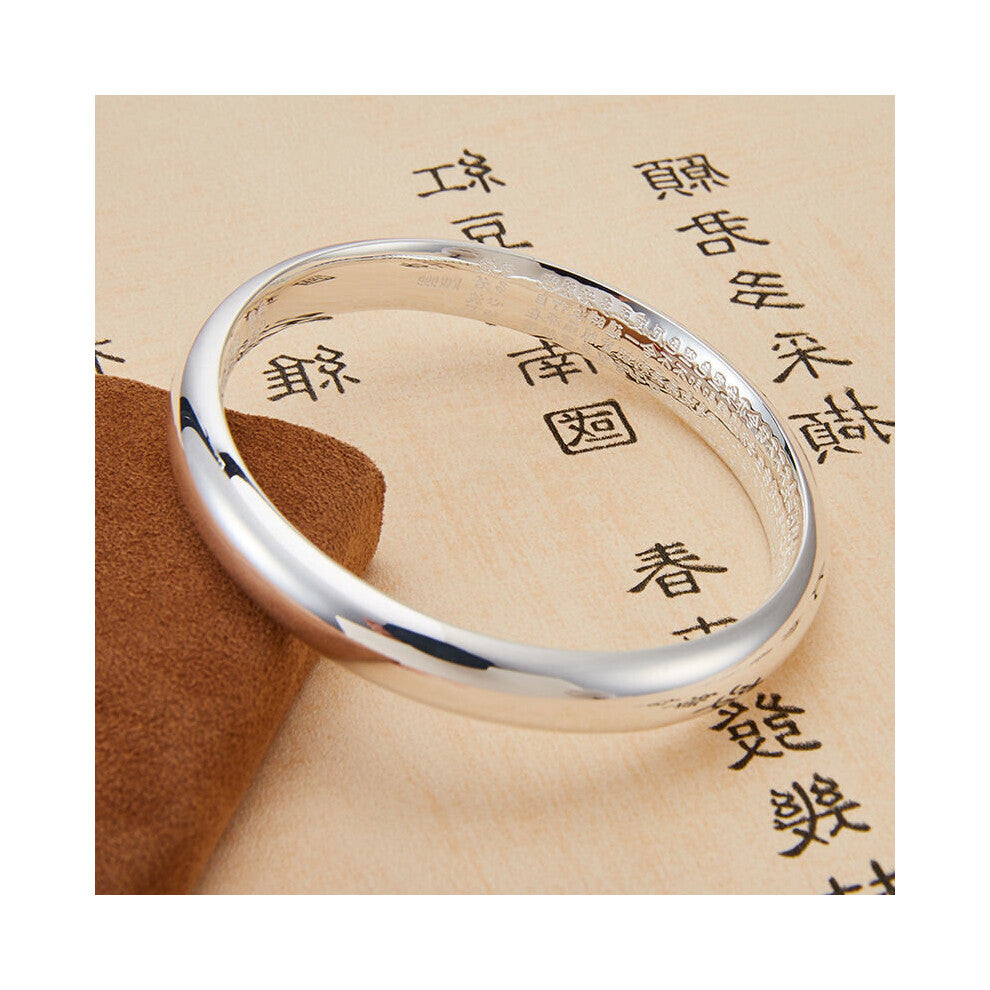 S999 Sterling Silver Men's and Women's Bangle Ancient Silver Glossy Frosted Couple Jewelry Accessories Gift
