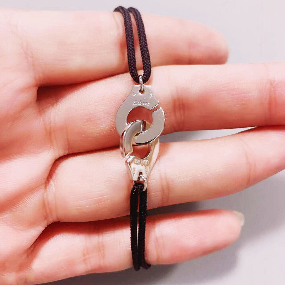 100% 925 Silver R15 Handcuffs Bracelet.Bracelet sur cordon Menottes.Beautiful Gift.High