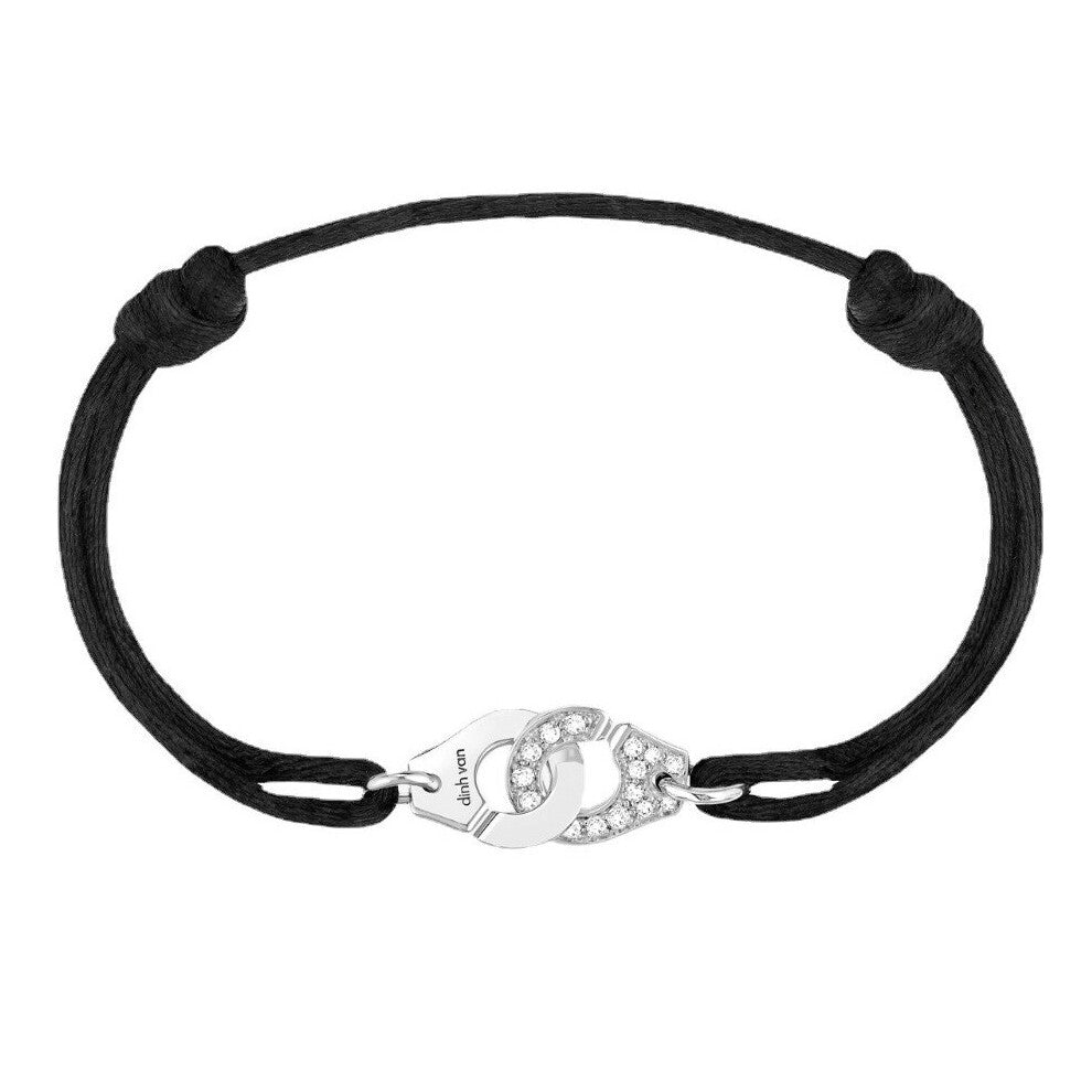 Dinh van 925 Sterling Silver Handcuffs Bracelet Women's Crystal Zircon Set Gem Hand Rope Jewelry Adjustable Bracelet