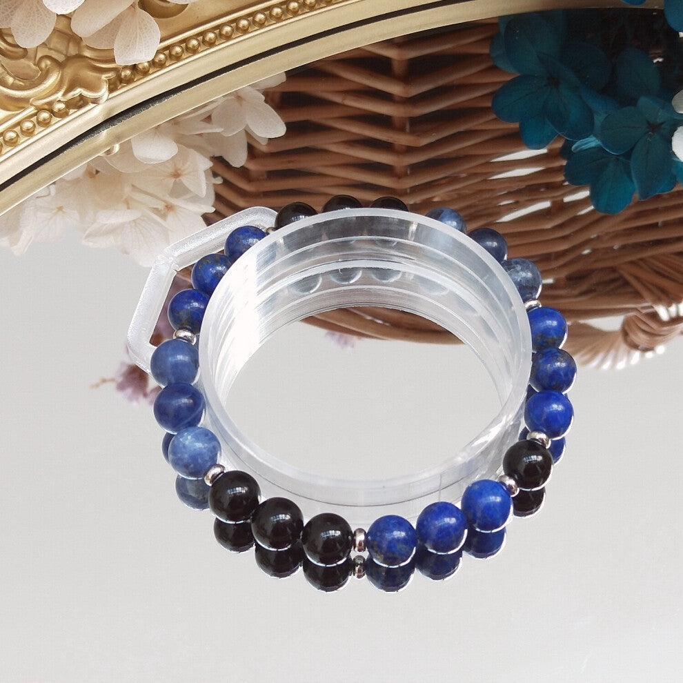 Lapis Lazuli Sodalite Agate Natural Stone 8mm Elastic Bracelet 19.5-20cm For Male Jewelry