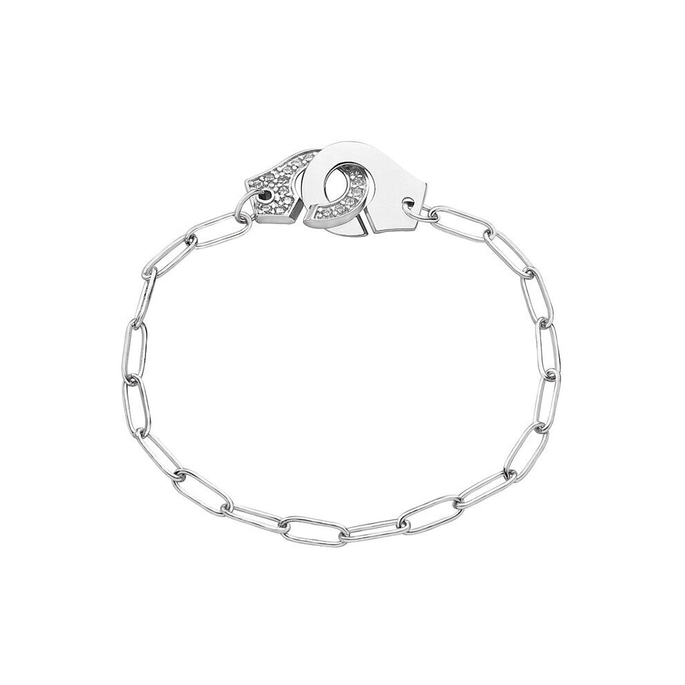 100% 925 Sterling Silver Half Stone Handcuffs Link Bracelets For Europe Women High 925 Silver Jewelry Man