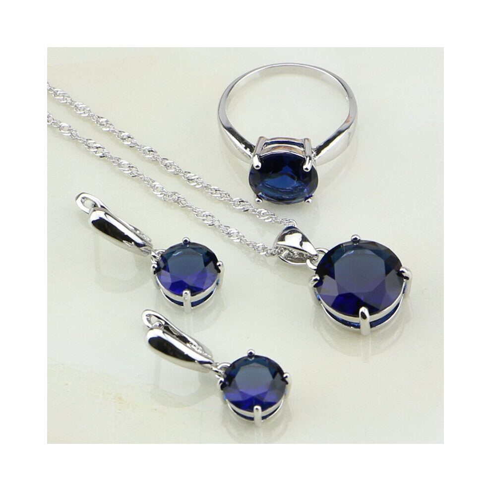 925 Sterling Silver Jewelry Round Cubic Zirconia Wedding Bridal Jewelry Sets For Women Earring-Pendant-Necklace-Ring