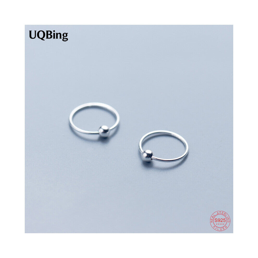 Glossy Round Ball Ear Bone Hoop Earrings For Women Girls 100% 925 Sterling Silver Jewelry