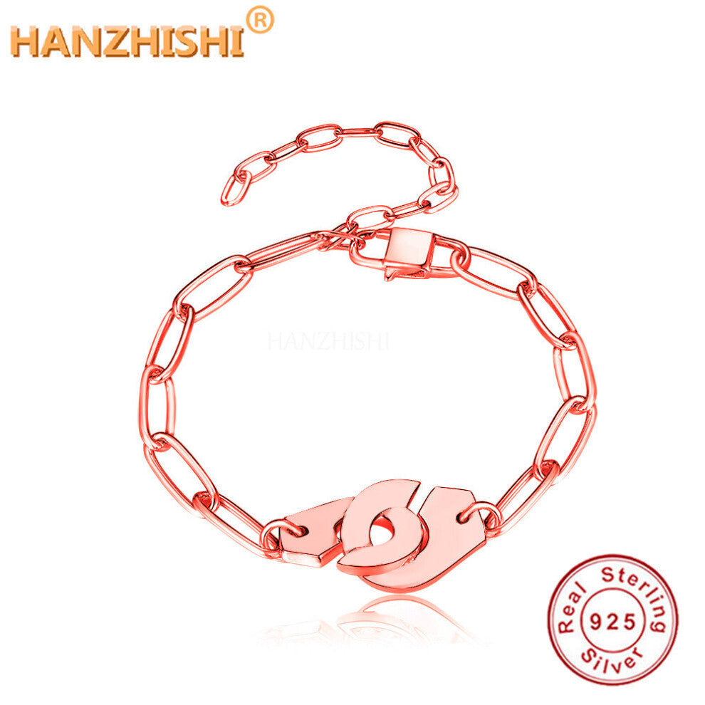 Bracelet Menotte Paris Jewelry 925 Sterling Silver Handcuffs Bracelet for Women with Chain 925 Silver Pendant Bangle