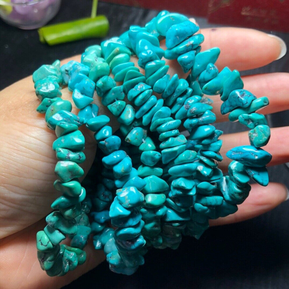 1 Pc Fengbaowu Natural Turquoise Gravel Chips Bracelet Crystal Reiki Healing Stone Jewelry Gift For Women Men