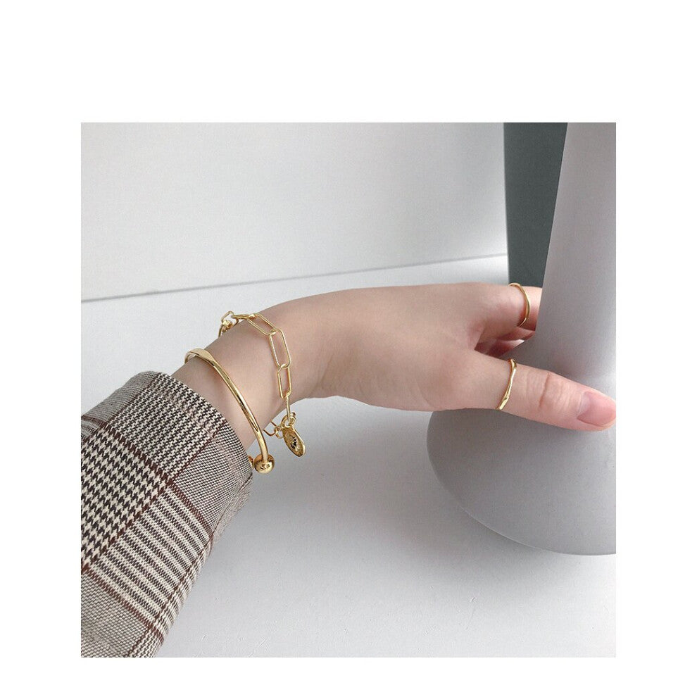 Hot Selling 100% 925 Sterling Silver Bracelet Minimalist Style Round Glossy Open Bracelet Wild Lady accessories