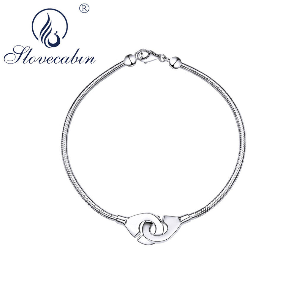 Real 925 Sterling Silver Handcuffs Snake Bracelet For Women Menottes Bangle Europea Femme Fine Jewelry Making