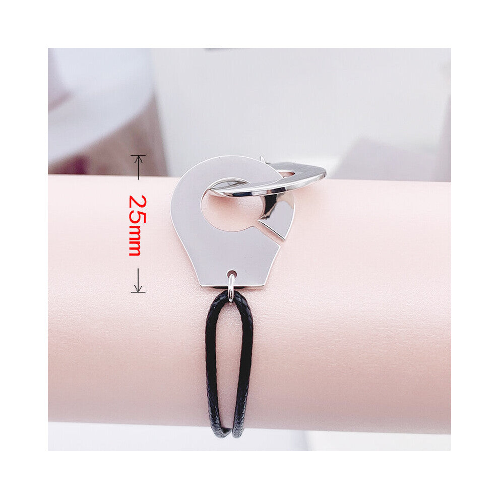 Big Size Bracelet Menotte 925 Sterling Silver Handcuffs Bracelet With Rope 925 Silver Pendant Rope Bangle For Men Jewelry