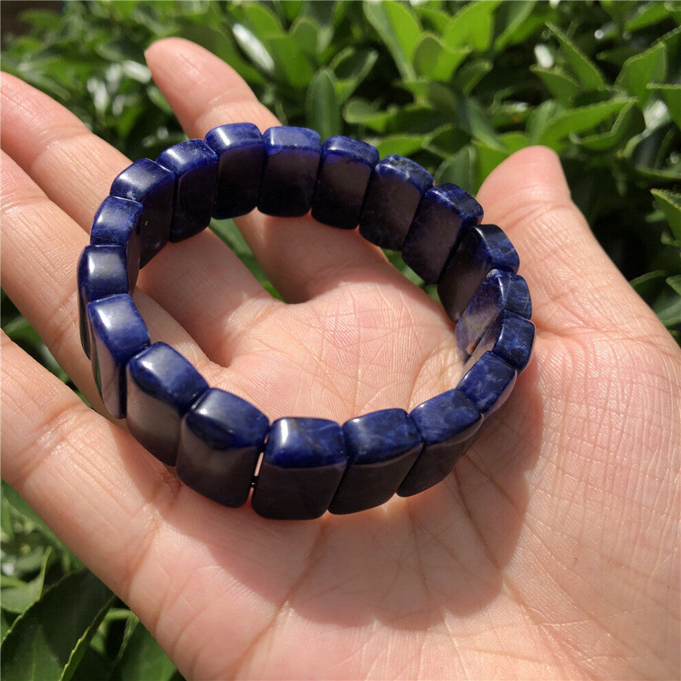 1 Pc Fengbaowu Natural Veins Sodalite Bracelet Faceted Bead Bangle Crystal Quartz Healing Stone Women Men Jewelry Gift