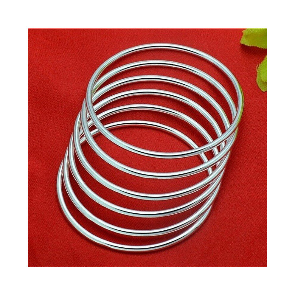 Real Pure S999 Sterling Silver Bangle Women Glossy Bracelet 8g 10g All Size