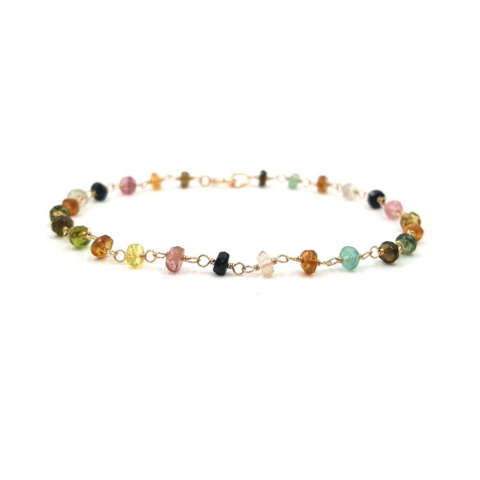 Natural Rainbow Tourmaline 925 Sterling Silver Plated Knitting Shining Bracelet
