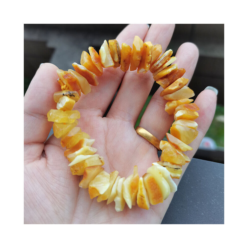 Amber Bracelet for Women Mother Gift Elastic Stretch Style Irregular Raw Stone Natural Chips Beads Jewelry