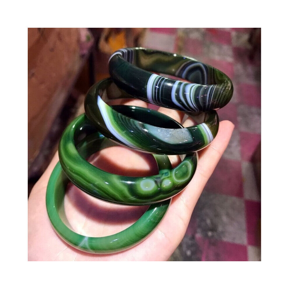 Natural Green Chalcedony Hand-carved Wood Grain Bracelet Boutique Jewelry Men and Women Green Agate Bracelet Gift