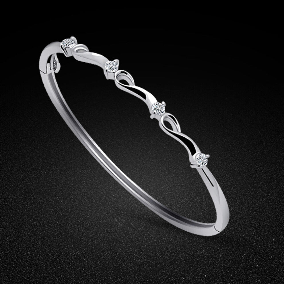 Minimalist Women's 925 Silver Bracelet-Noble Sterling Silver Zircon Pendant Bracelet-54mmX50mm Girl Charm Jewelry Accessory