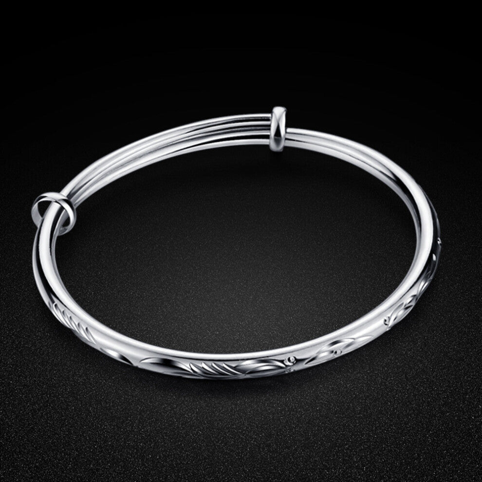 Arrival Women's 925 Silver Bracelet-Sterling Silver Stretch Bracelet-Floral Bangle-Valentine's Gift for Wife Jewelry