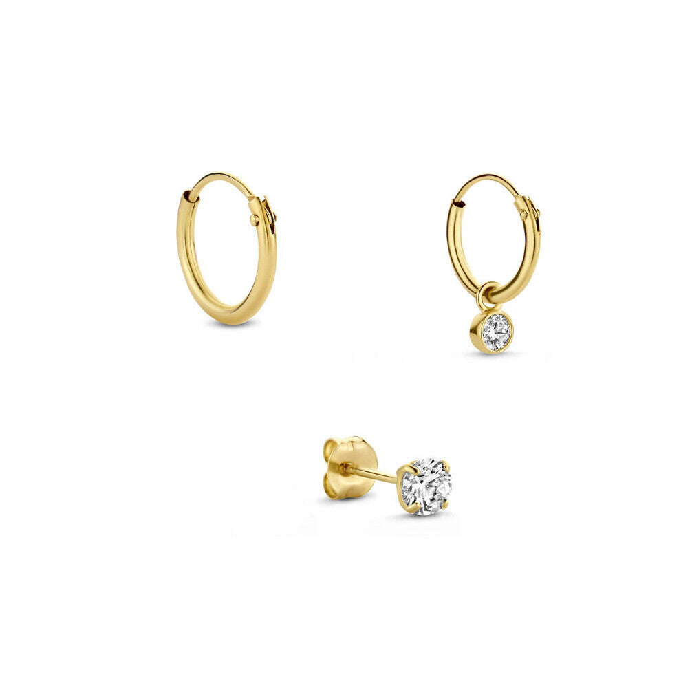 3 Pcs-Set Suit Earrings Pendientes Earrings For Women Zircon Piercing Earrings Hoops Jewelry