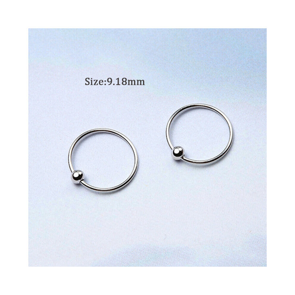 Ruifan 3 Sizes Round Bead 925 Sterling Silver Stud Earrings for Women Girls Minimalist Ear Hoops Fine Jewelry Gift YEA395